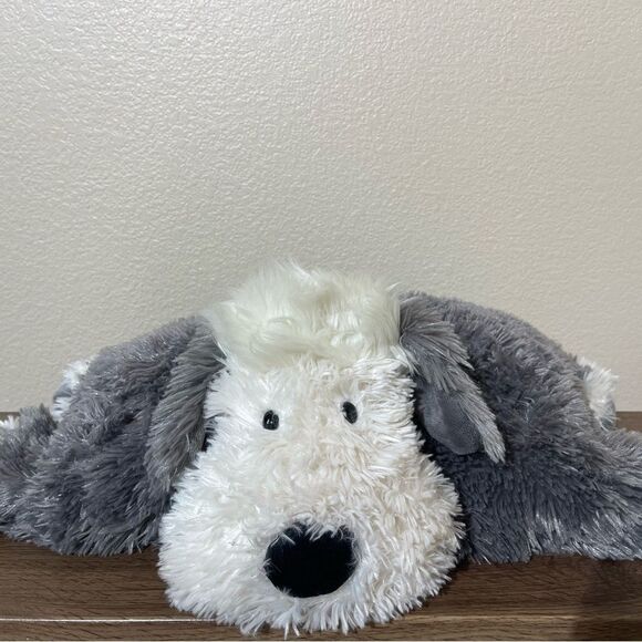 Jellycat Plush Dog Toy Pillow  - Gray and White - Picture 1 of 5